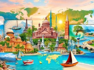 Colaj de destinații turistice populare pentru 2025.